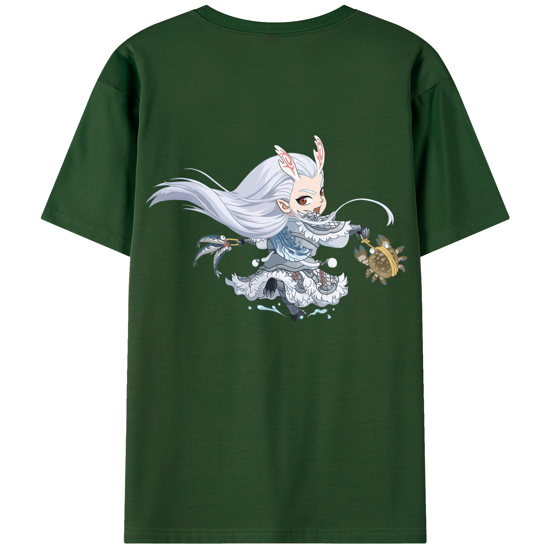 （画像用） Ne Zha 2 ナタ 魔童の大暴れ 綿100％半袖Tシャツ（背面プリント）